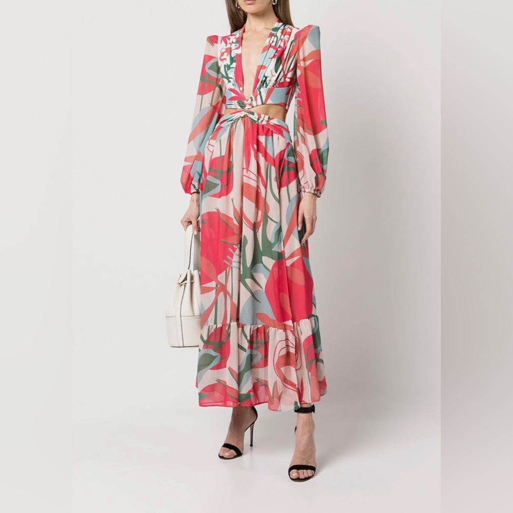 Pat Bo Rio Print Plunge Maxi Dress